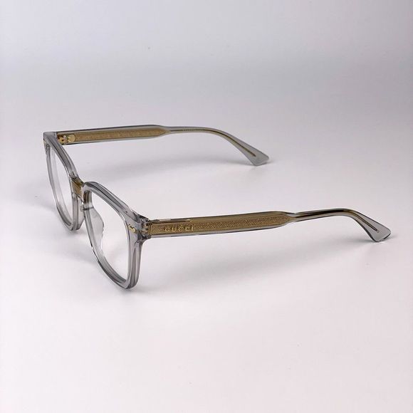 🔥 Gucci GG0184O 005 Eyeglasses Gray Clear Gold Square Unisex - Picture 6 of 9